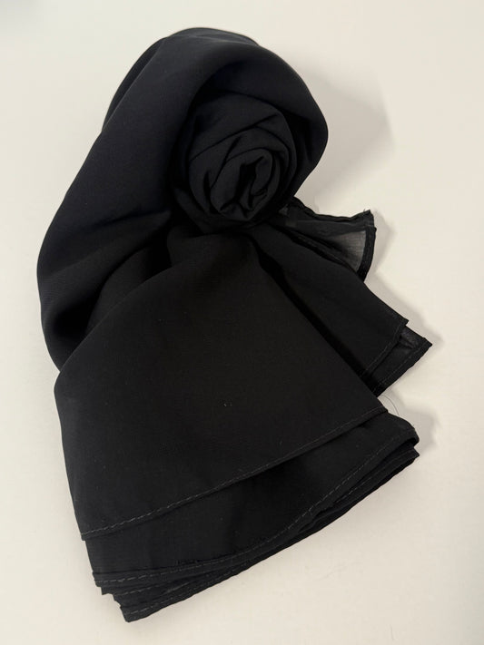 Crêpe Hijab in schwarz XXL